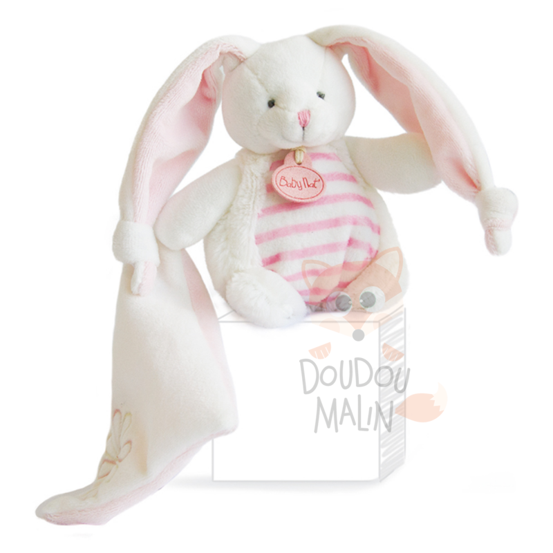 Les tendres mouchoir lapin rose blanc 